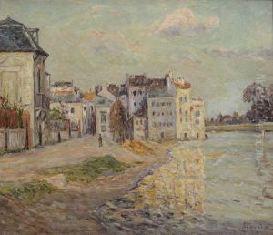 The Embankment of Lagny under Flood Water by Maxime Maufra