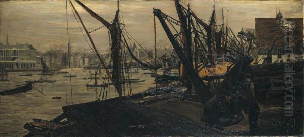 The Thames from a Wharf at Waterloo Bridge - view 1