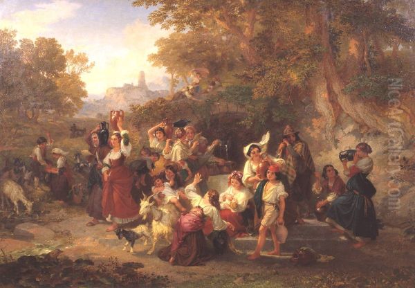 Neapolitan Peasants at a Fountain - view 1