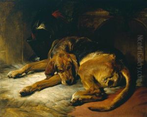 Sleeping Bloodhound by Sir Edwin Henry Landseer
