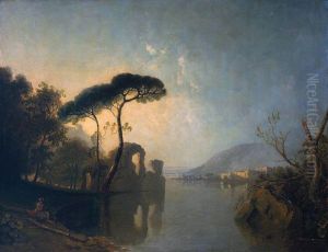 Lake, Ruin and Pine Trees