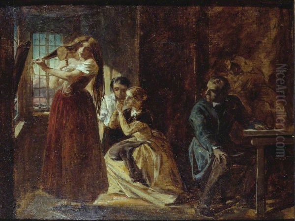 Study for 'Invention of the Combing Machine' - view 1