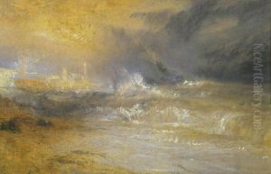 Waves Breaking on a Lee Shore at Margate (Study for 'Rockets and Blue Lights') by J. M. W. Turner