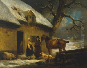 Outside an Inn, Winter by George Morland