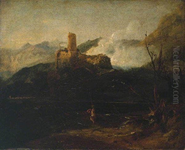 Mountain Scene with Castle, Probably Martigny - view 1