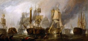 Sketch for 'The Battle of Trafalgar, and the Victory of Lord Nelson over the Combined French and Spanish Fleets, October 21, 1805' by Clarkson Frederick Stanfield