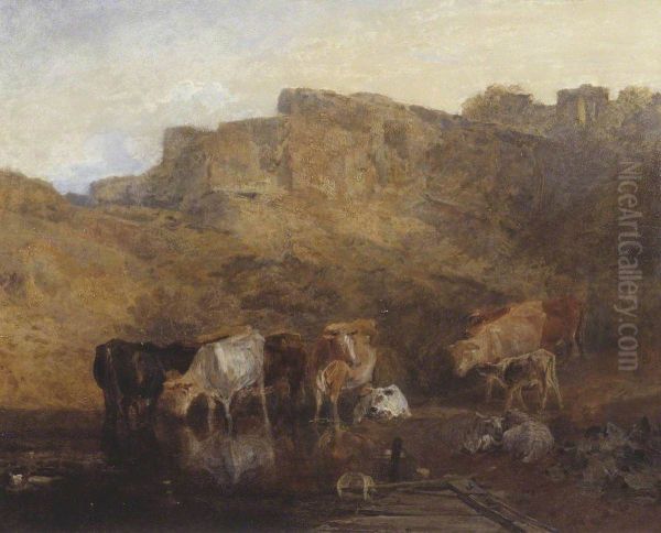 The Quiet Ruin, Cattle in Water; A Sketch, Evening - view 1