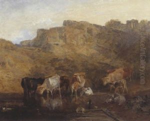 The Quiet Ruin, Cattle in Water; A Sketch, Evening by J. M. W. Turner