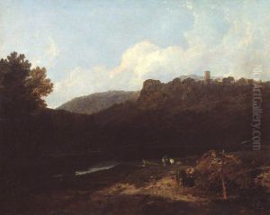 Mountain Scene with Village and Castle - Evening by J. M. W. Turner