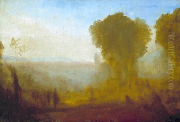 Landscape with Tower, Trees and Figures; possibly Arcueil near Paris - view 1