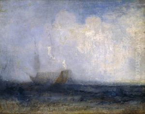 Seascape with a Sailing Boat and a Ship by J. M. W. Turner