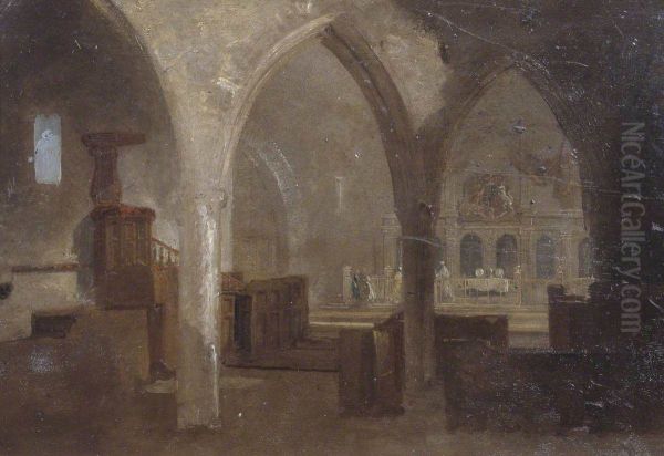 Interior of a Gothic Church - view 1