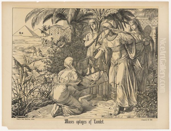 Moses reddes af Faraos datter - del af serien "Backhausen Gamle Testamente" - view 1