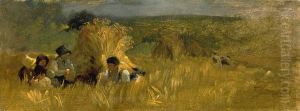 Children at Lunch by a Corn Stook