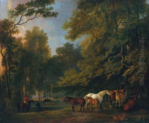 Broodmares and Colts in a Landscape by George Barret, Sr.