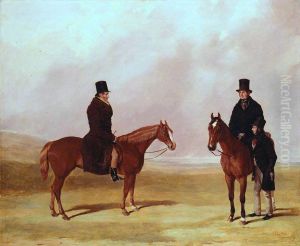 John Barham Day with his Sons John and William on Newmarket Heath by Harry Hall