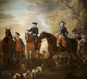 Mr Jackson, the Hon. Henry Villiers and the Hon. Thomas Villiers, with Hunters and Hounds by John Wootton