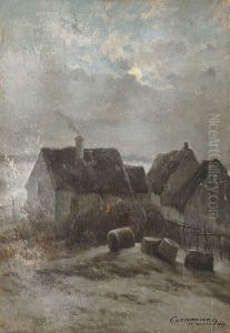 Les Chaumieres Dans La Vallee Des Vaulx De Cernay by Charles Ferdinand Ceramano