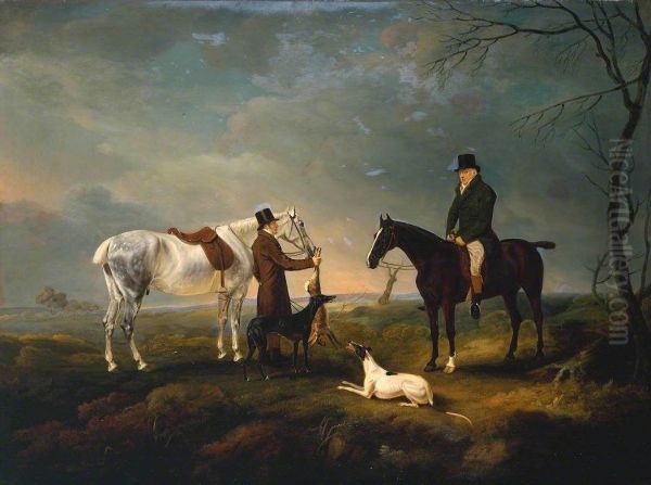 Sir Robert Leighton after Coursing, with a Groom and a Couple of Greyhounds - view 1