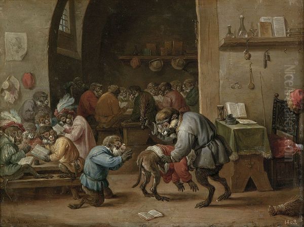Monkeys in the school - view 1