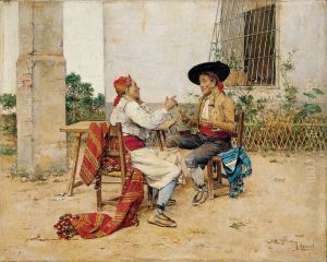 Two Inhabitants of the Valencia Huerta (Drinking Wine) by Joaquin Agrasot y Juan