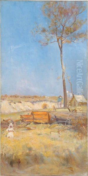 Under a southern sun (Timber splitter's camp) - view 1