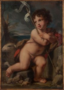 Young Saint John the Baptist with Agnus Dei by Elisabetta Sirani