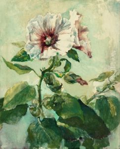 Study of Pink Hollyhocks in Sunlight, from Nature Study of Pink Hollyhocks in Sunlight, from Nature