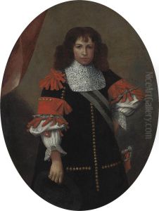 Portrait Of A Gentleman, Three-quarter-length, In A Black Coat With Red Ribboning And A Sash by Carlo Ceresa