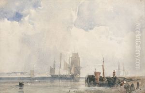 Shipping in an Estuary, Probably near Quilleboeuf by Richard Parkes Bonington