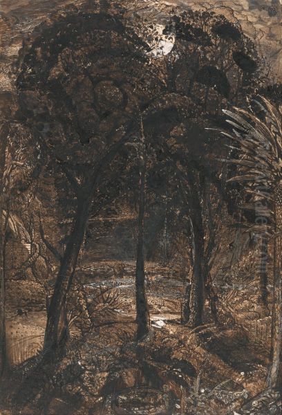 A Moonlit Scene with a Winding River - view 1