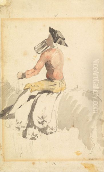 A Groom on Horseback, Drinking - view 1