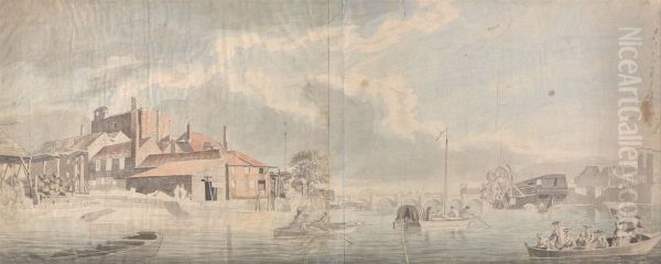 A Thames Wharf with Westminster Bridge in the Distance - view 1