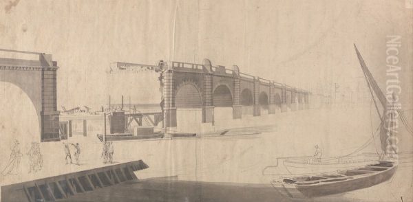 Westminster Bridge under Construction - view 1