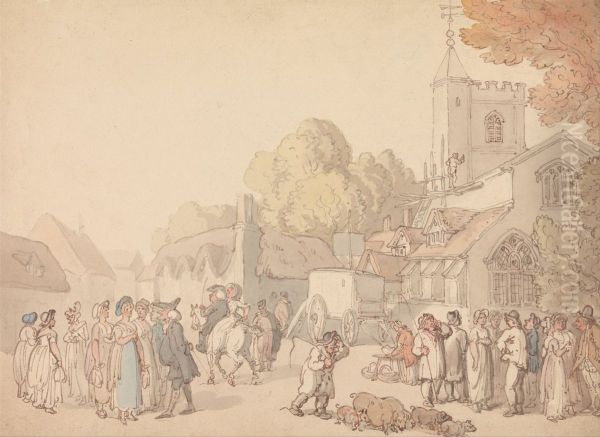 A Village Scene outside a Church - view 1