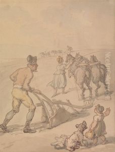 Ploughing by Thomas Rowlandson