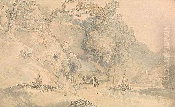 River Scene with Small Boats - view 1