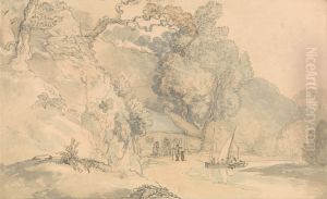 River Scene with Small Boats by Thomas Rowlandson