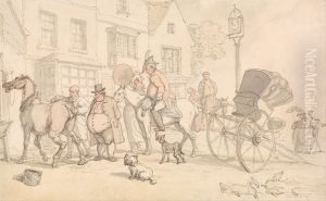 Scene outside the Half-Moon Inn by Thomas Rowlandson