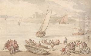Selling Fish on a Beach by Thomas Rowlandson
