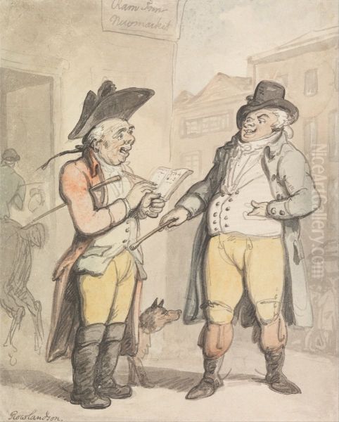 The Bookmaker and his Client outside the Ram Inn, Newmarket - view 1