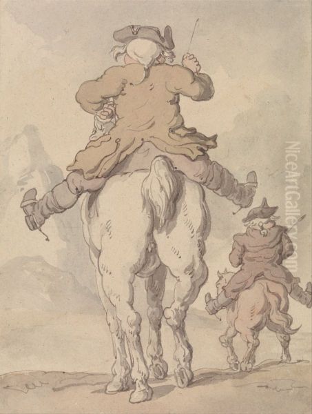 Two Men on Horseback Seen from Behind - view 1