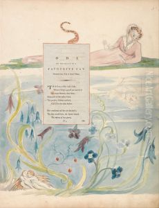 The Poems of Thomas Gray, Design 9, "Ode on the Death of a Favourite Cat." by William Blake