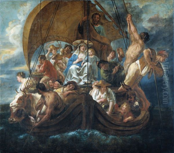 The Holy Family with Various Persons and Animals in a Boat - view 1