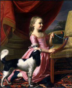 Young Lady with a Bird and a Dog Young Lady with a Bird and a Dog