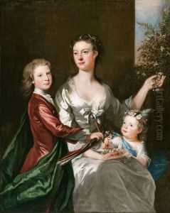 The artist's wife Susanna, son Anthony and daughter Susanna by Joseph Highmore
