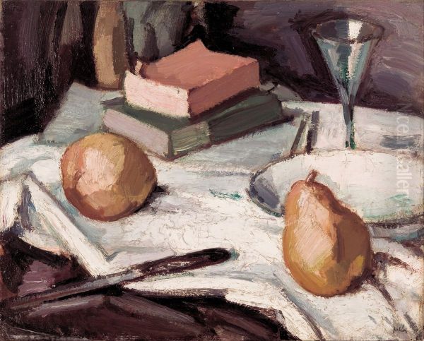 Still life with pears and wineglass - view 1