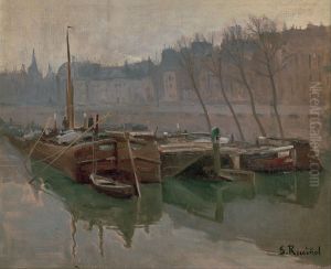 Boats on the Seine by Santiago Rusinol i Prats