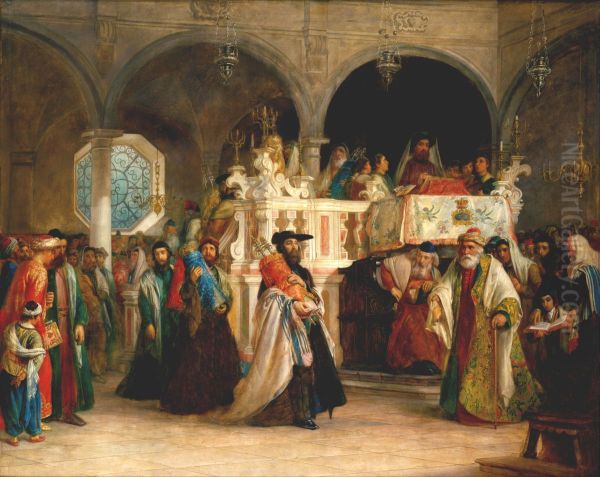 The Feast of the Rejoicing of the Law at the Synagogue in Leghorn, Italy - view 1
