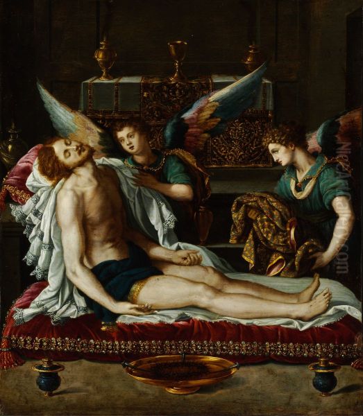 The Body of Christ Anointed by Two Angels - view 1